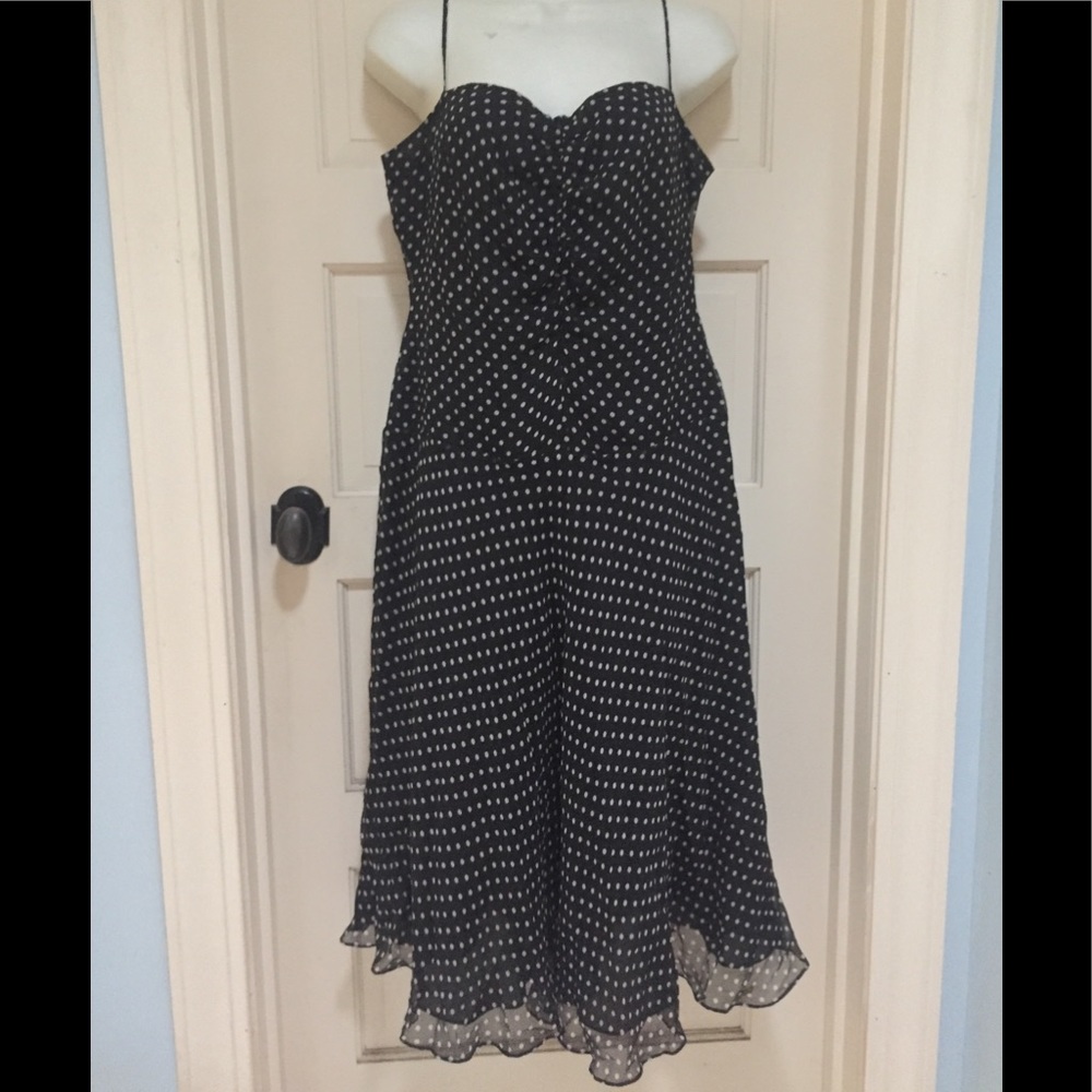 BCBG MAXAZRIA SILK Dress polka dot spaghetti strap